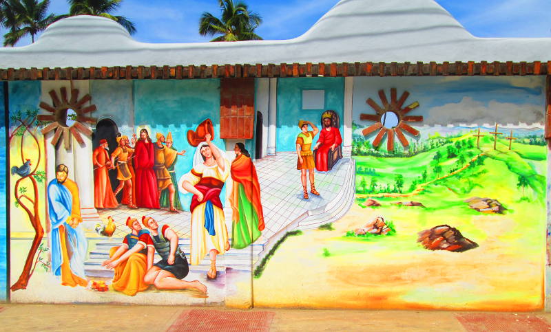 Las Terrenas Mural Appears to picture Romans, Mary, Jesus and Pharisees