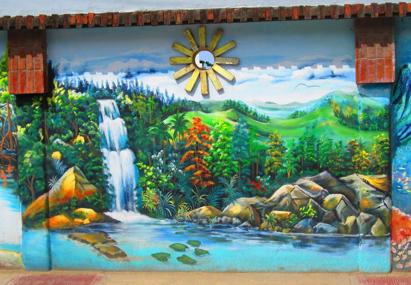 Mural of Beautiful Caribbean Waterfall in Las Terrenas Dominican Rebuplic