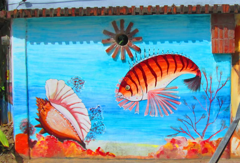 Some beautiful fish on the Las Terrenas Graveyard Mural in the Caribbean
